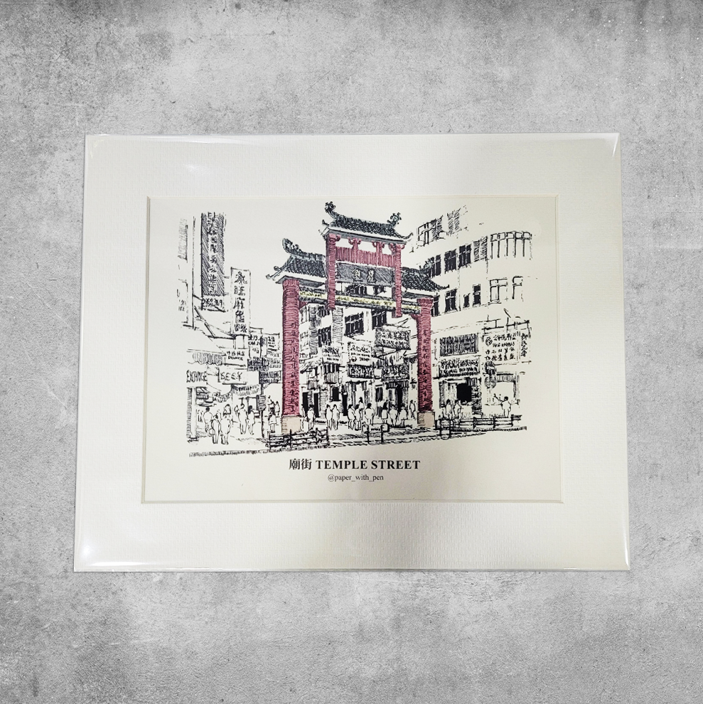 傳耆 Eldage - A5掛畫 -香港街景 -廟街(彩色)