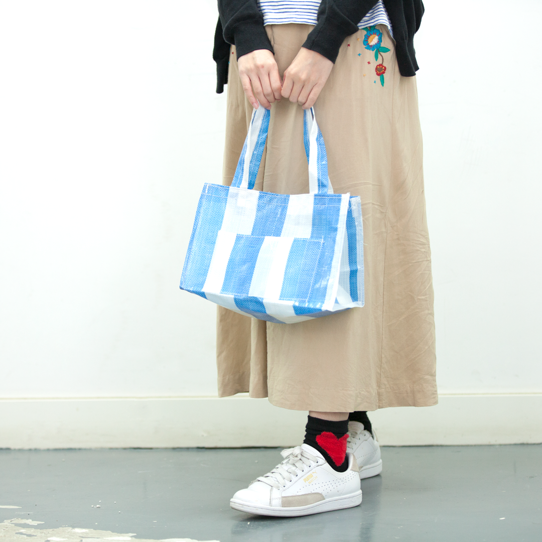 藍白手挽袋-人手製作 - 傳耆 Eldage