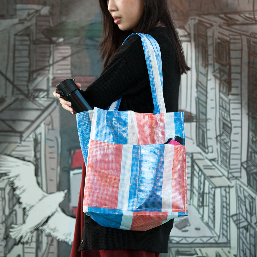 紅白藍購物袋-兩格-人手製作 - 傳耆 Eldage